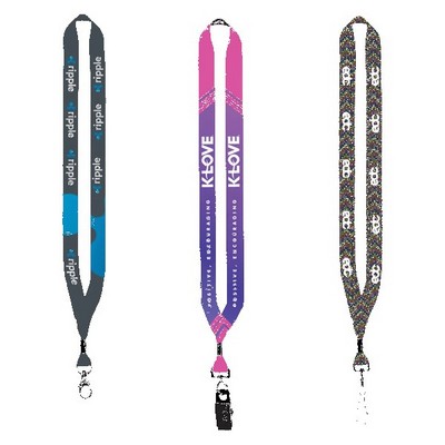 3/4" Dye-Sublimated Lanyard with Metal Crimp & Metal Split-Ring