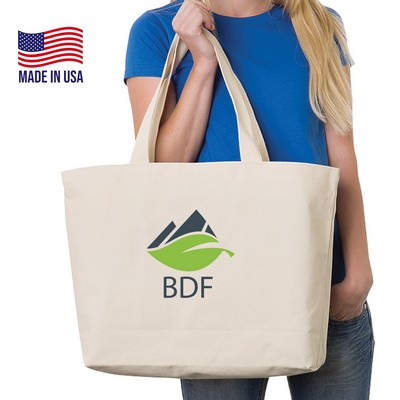 100% USA Made Cotton Canvas Jumbo Tote Bag w/Bottom Gusset (20"x 14.5"x 4.5")